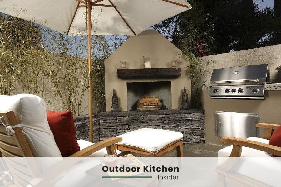 classic outdoor kitchen fireplace